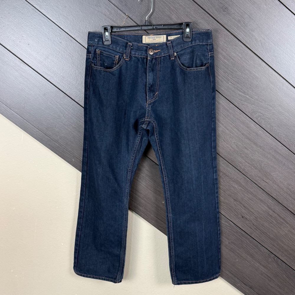 Vintage Genes 1891 Men's Slim Straight Jeans Dark Wash W36 Y2K Denim Streetwear
